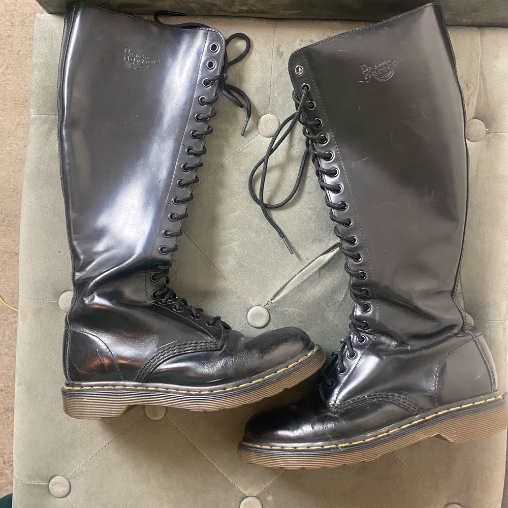 Doc Marten Knee High leather lace up Combat Boots
